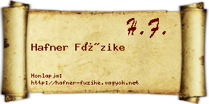 Hafner Füzike névjegykártya